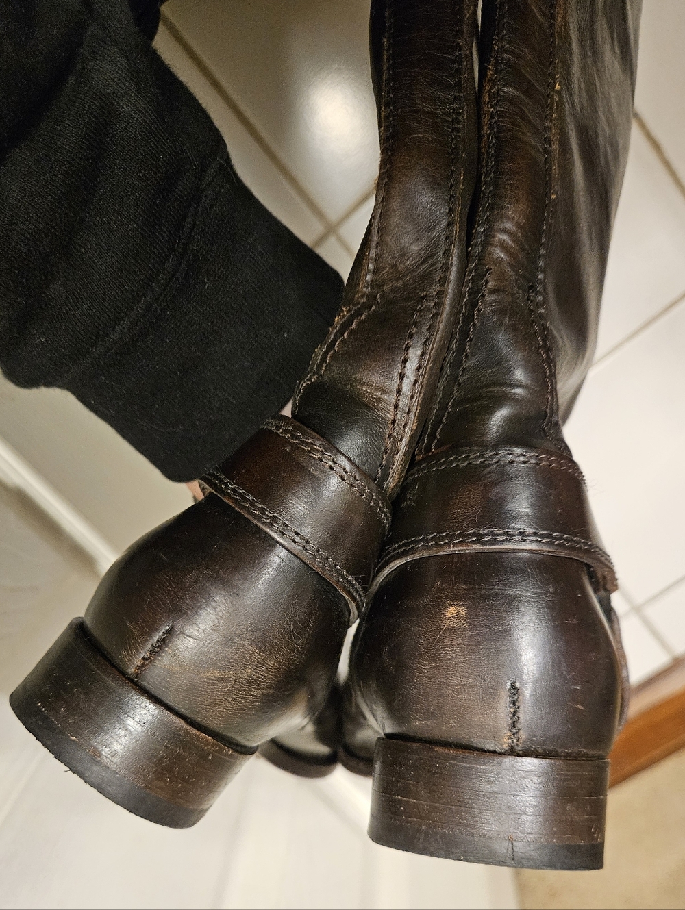 Frye melissa dark brown leather tall boots womens size 9 shoes - Picture 8 of 10